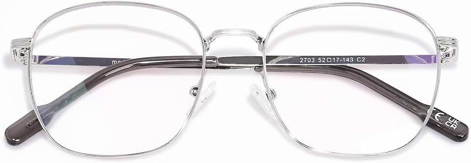 Metal Blue Light Blocking Glasses for Women Men, Fashion Square Computer Eyeglasses
