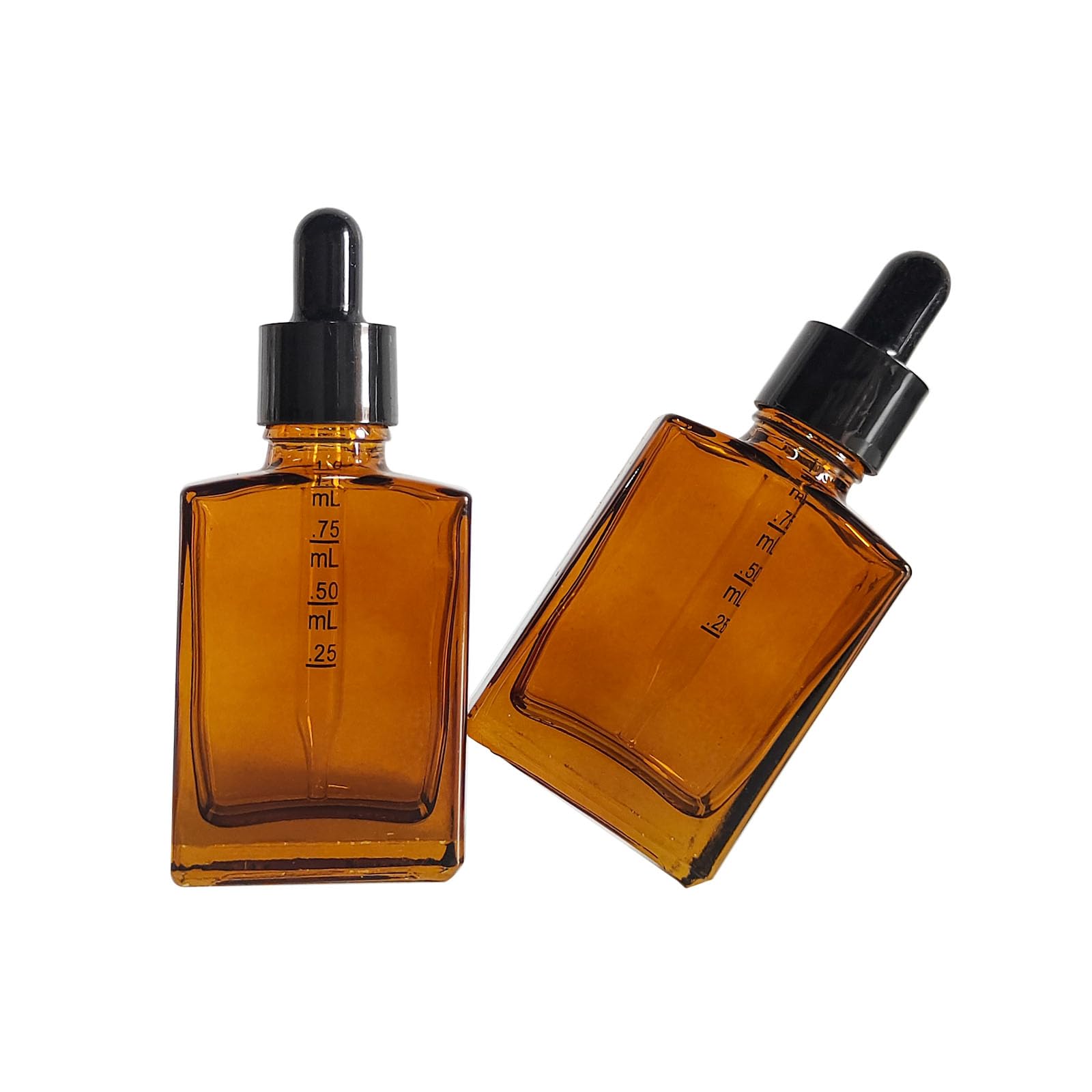 Paquete de 12 frascos cuentagotas de vidrio cuadrado ámbar de 1 onza para aceite esencial, botella de vidrio recubierta de ámbar de 1 onza con cuentagotas para perfume, sueros y líquidos