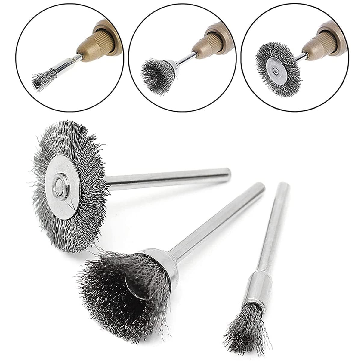 45x Spazzola Penna Tazza Ruota Filo Acciaio Inox Per Strumento