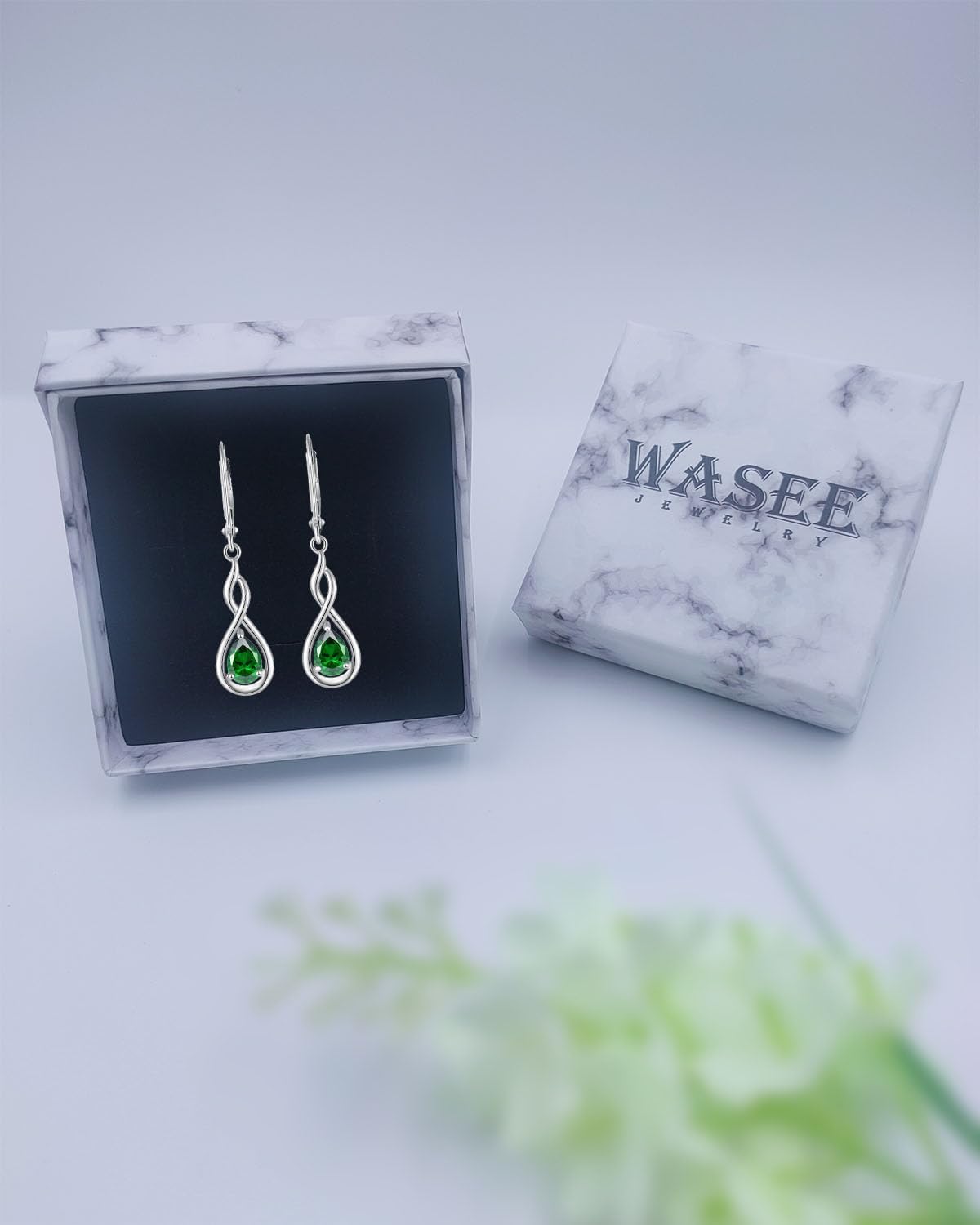 Infinity Birthstone Earrings 925 Sterling Silver Pear Birthstone Dangle Earrings Birthday Mothers Day Anniversary Christmas Earrings Jewelry for Women - Image 6