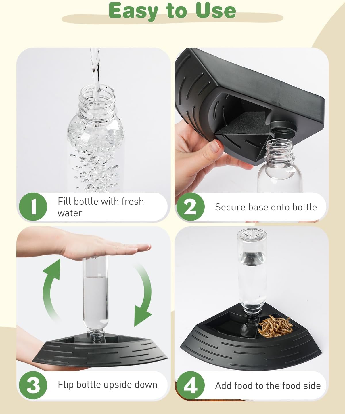 Pawfly Reptile Water Bowl, Tortoise Water Dish, Bearded Dragon Water Bowl, Reptile Food Feeder, Automatic Water Dispenser, Feeding Accessories for Turtle, Gecko, Lizard & Chameleon, Black image 3