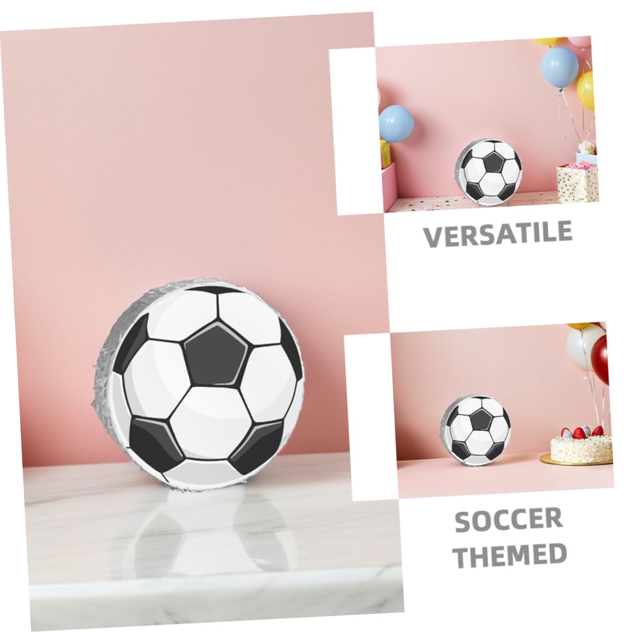 ORFOFE Piñata con Material Resistente de Fútbol para Cumpleaños Infantil y Diseño Colorido Incluye Palo y Venda para Fiesta Escolar y Ambientación Deportiva