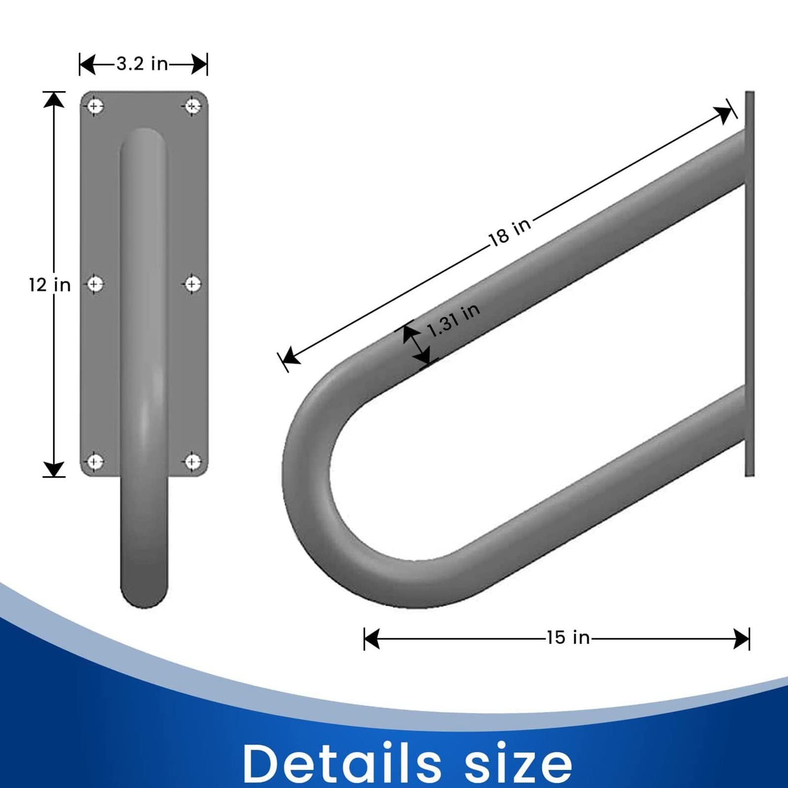 Afoxsos Outdoor Handrail Wall-Mounted U-Shape Safety Handle For Steps Heavy-Duty Stainless Steel Non-Slip Grab Bar - View #4