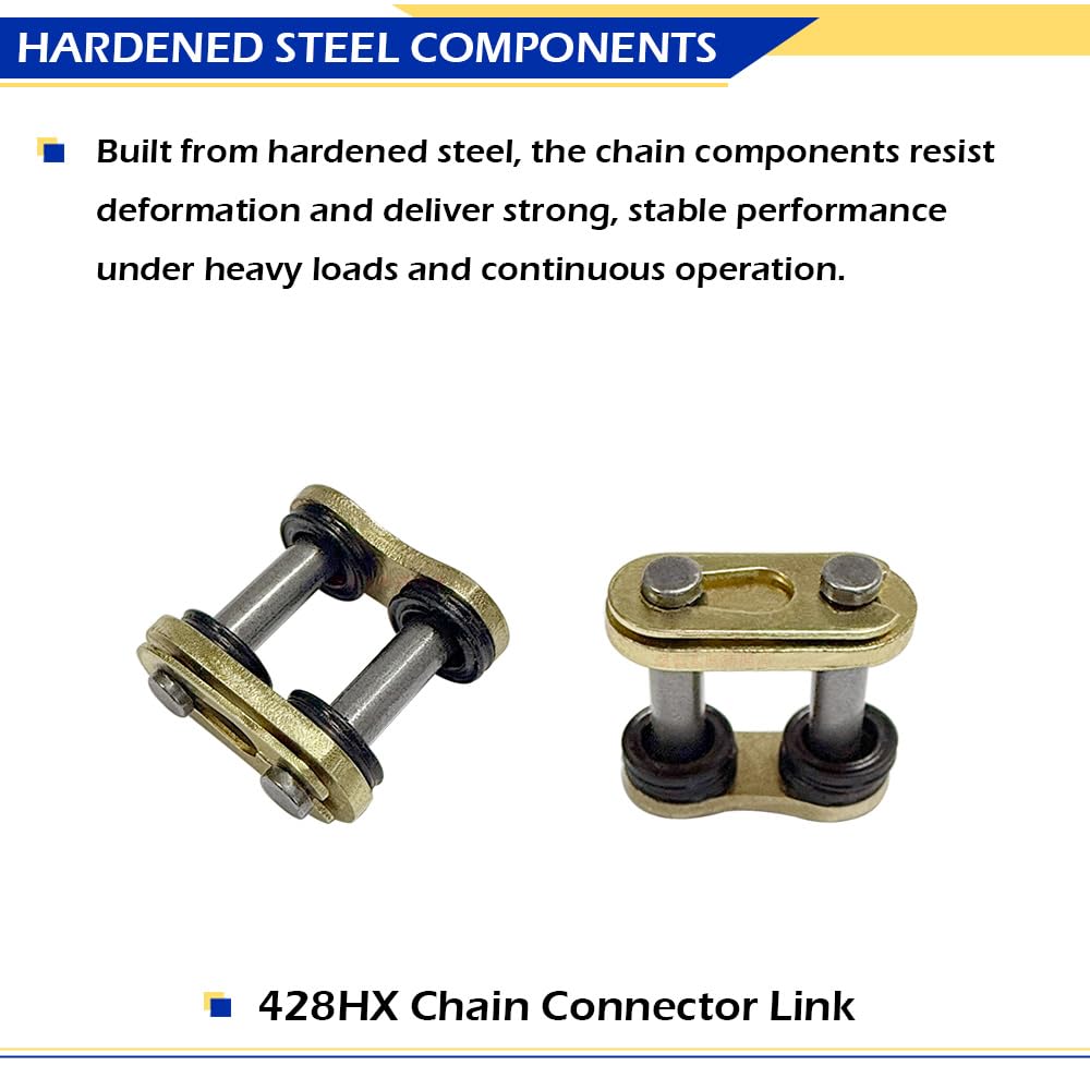 Gold 428 X-Ring Motorcycle Chain 112 Links OEM#40530-K28-911 92057-1099 27600-20911-112 — Amazon image 5