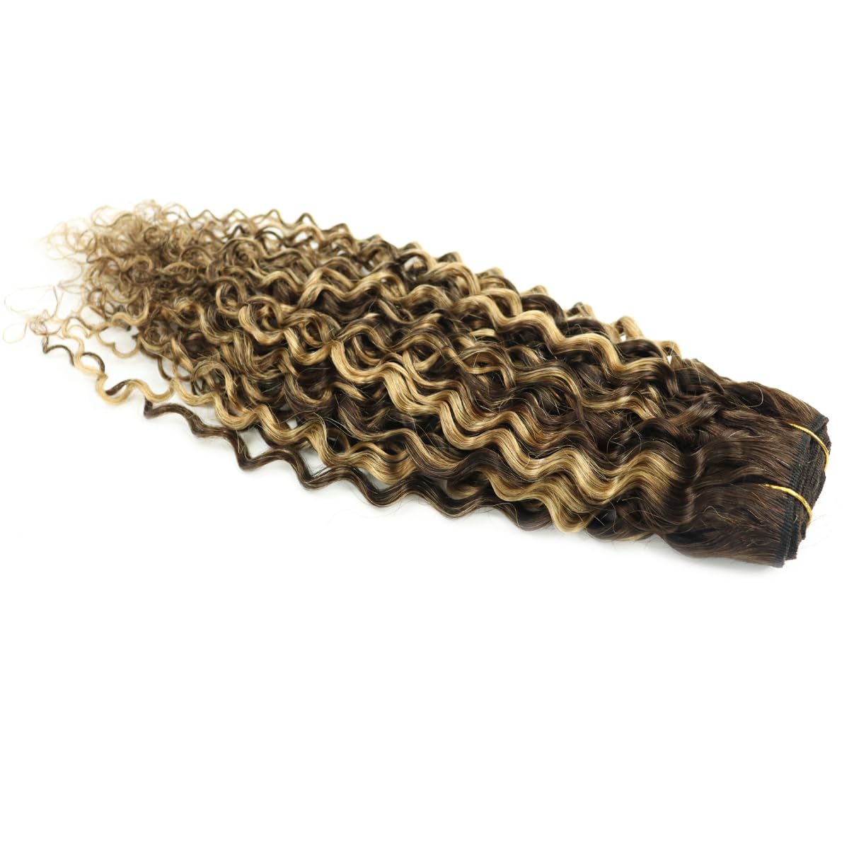 Hair Tissage Naturelle Blond Highlight Brun Curly Humain Cheveux Mèches Natural Wave 100% Remy Hair Extensions 100g/pc 16inch/40cm