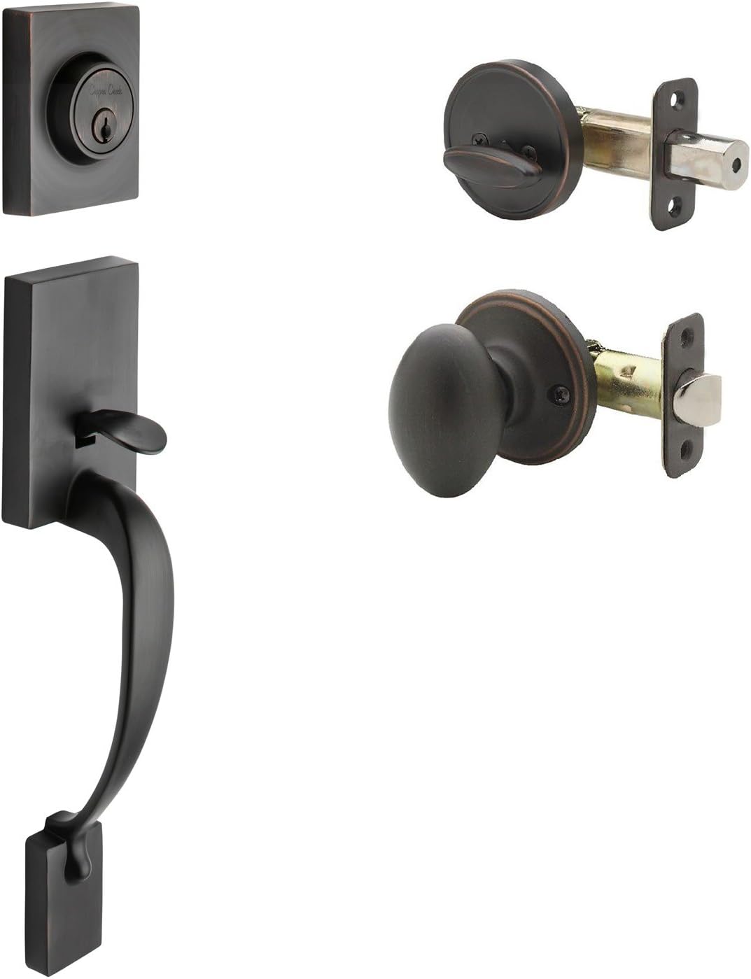 Copper Creek FZ2610XEK-TB Craftsman Front Entrance Handleset in Tuscan Bronze with Egg Knob Interior