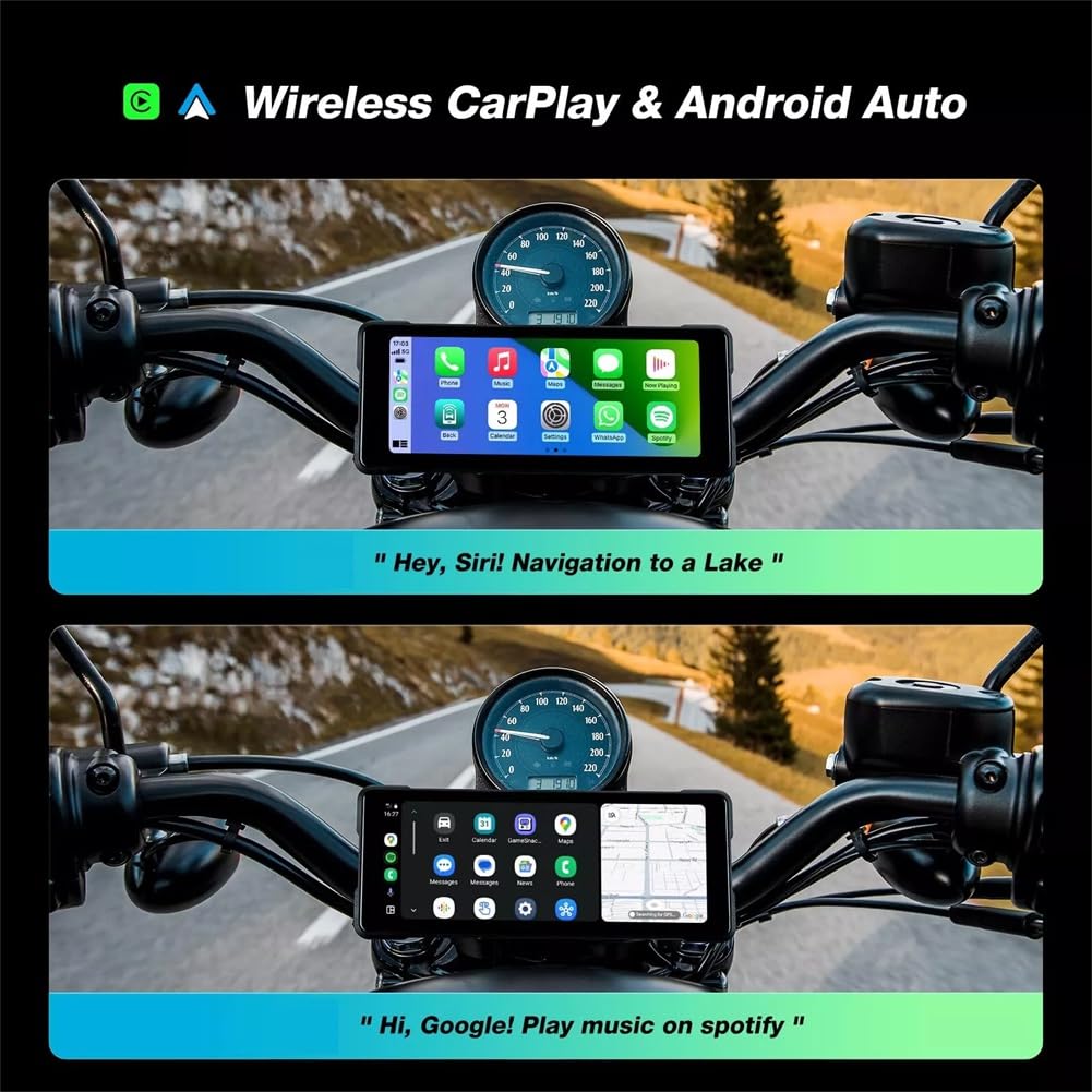 Bamberg Navigatore GPS Bluetooth Portatile da 6,86 Pollici per Motociclette, Resistente all'Acqua IP68, con Schermo Wireless, Compatibile con Carplay Android Auto e Lettore MP5.