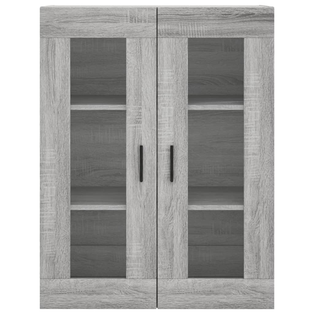 Highboard grigio Sonoma, 69,5 x 34 x 180 cm, con molto spazio, piedini in metallo, credenza e ripiano alto, per cucina, soggiorno e sala da pranzo