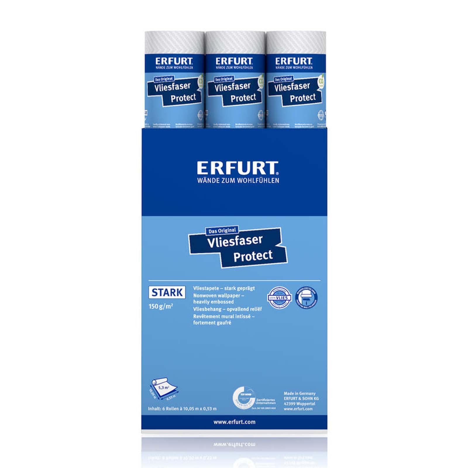 Erfurt Vliesfaser Protect 207 Vliestapete 10.05X0.53 Strukturtapete 6 Rollen 1004315
