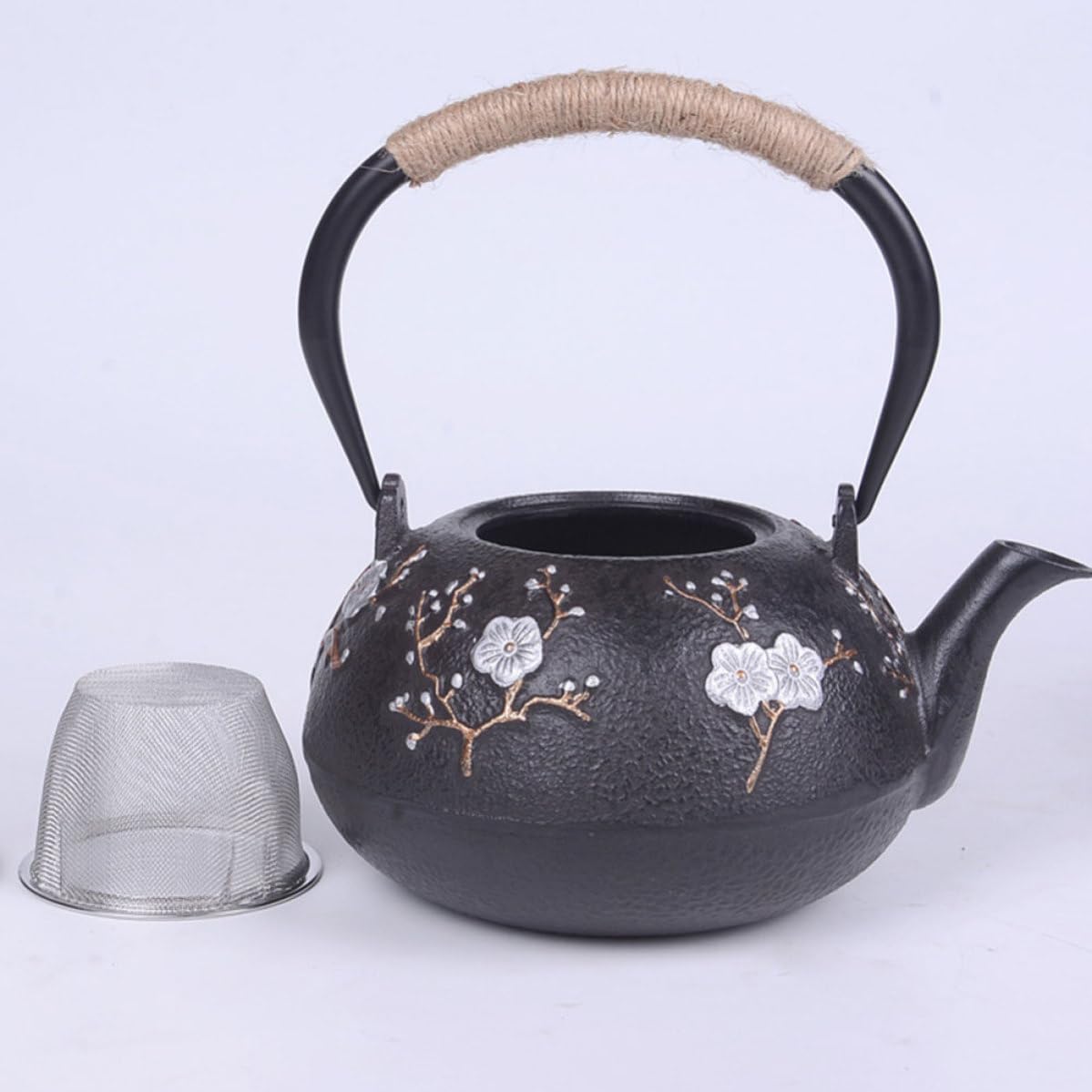 POPETPOP Tetera Japonesa Tradicional para Hervir Agua de Hierro Fundido Diseño Retro y Doble Asa, Adecuado para Preparar Té en Casa o Reuniones