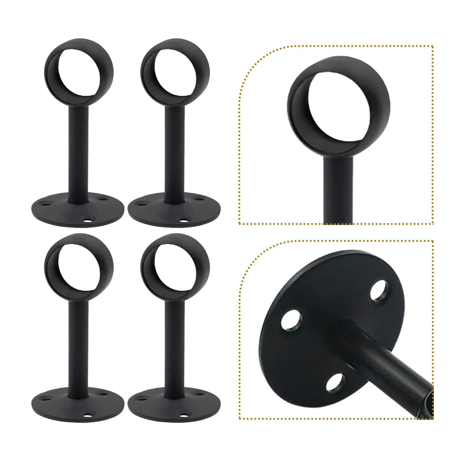 Lot de 8 supports de tringle à rideaux robustes en métal robuste pour salle de bain, balcon, cuisine
