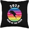 Chinese New Year Lunar 2022 Year of Tiger Lucky Rainbow Throw Pillow