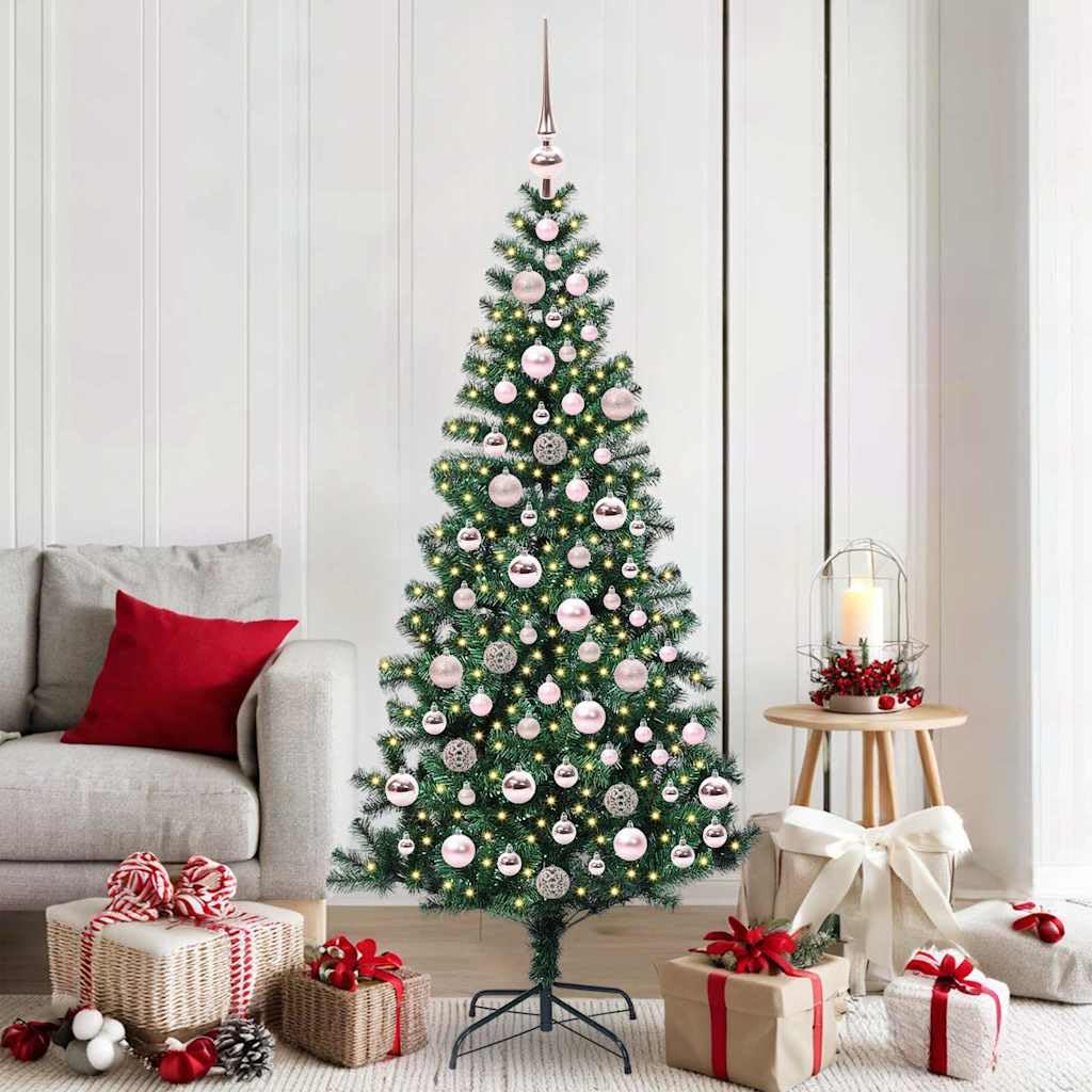Sztuczna podświetlana choinka zielona, 180 cm, PCW, metal, 564 końcówki, 300 diod LED, 8 trybów pracy, źródło zasilania USB, salon, taras, dekoracja adwentowa
