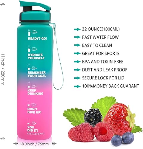 Miniatura 3 de Botella de agua deportiva ecológica de 20 onzas a prueba de fugas, sin BPA, botella de plástico para bebidas, ideal para viajes, caminatas,