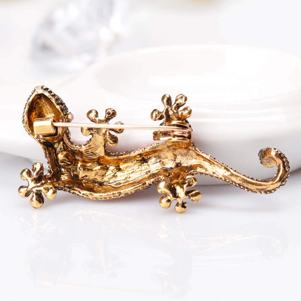 Broche Lézard Strass Colorés - Style Vintage Unisexe Pour Vêtements