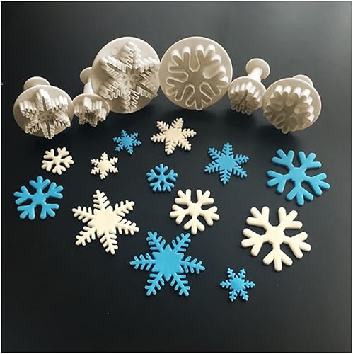 Miniatura 9 de ilauke Cortadores de galletas de copo de nieve, herramienta de estampado de fondant, cortador de galletas de Navidad, cortador de pastel de émbolo
