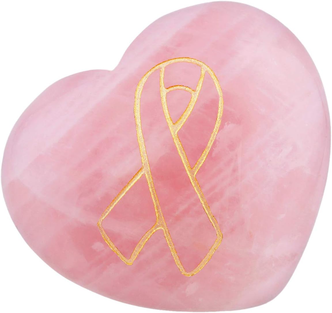 KYEYGWO Rose Quartz Puff Heart Healing Crystals Love Stone, Pocket Stones Palm Worry Stone for Reiki Meditation Balancing 1.7" (1 PCS)