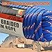 Wellmax Diamond Braid Nylon Rope, 1/2in X 100FT with Bonus 1/4in x25FT Cord UV Resistant, High Strength and Weather Resistant