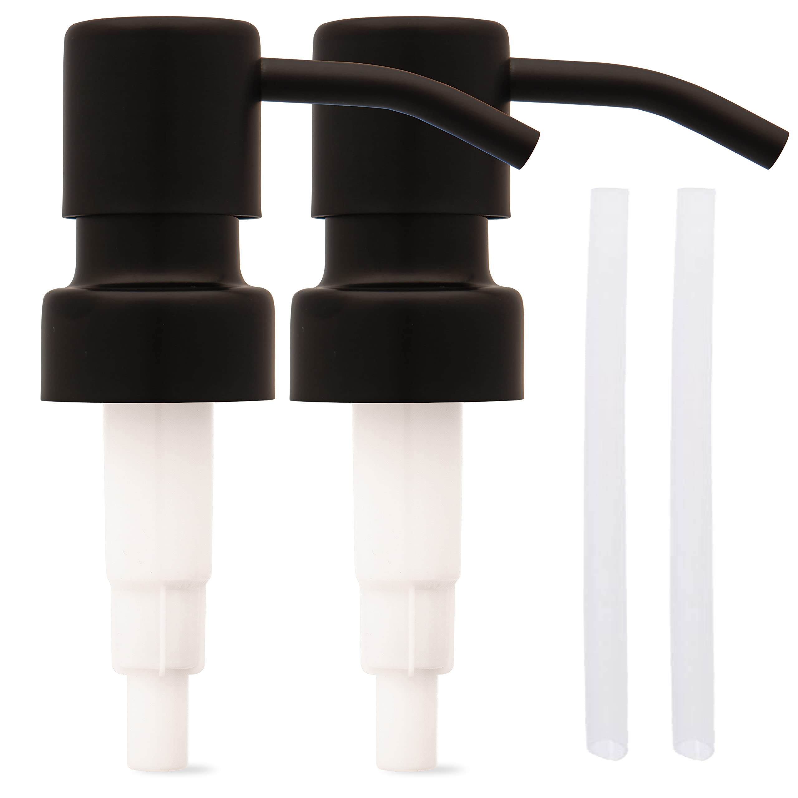 Stainless Steel Soap and Lotion Dispenser Pumps, Replacement for Your Bottles (Black Matte, 2 Pack)