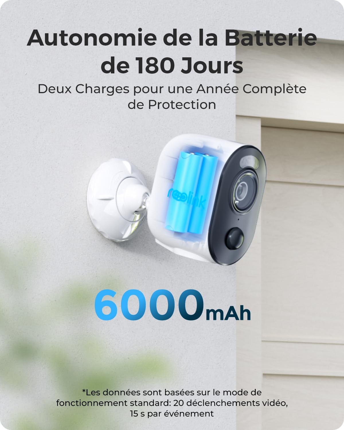 Reolink 2K Security Caméra Surveillance WiFi sans Fil avec Batteries Rechargeable 6000mAh, Autonomie de 180j,Vision Nocturne en Couleur, Audio Bidirectionnel, sans Charges mensuelles (Stockage Local)