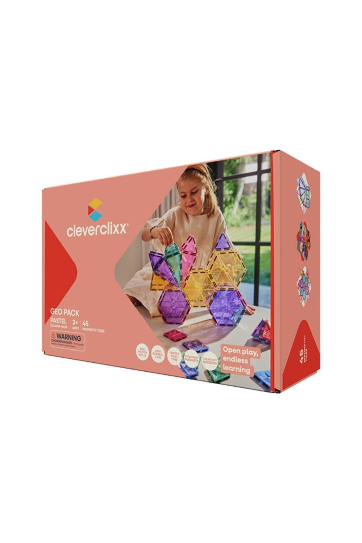 Geometrie-Bausatz in Pastellfarben 45 Teile, geometrische Bausteine, langlebiges Magnetspielzeug, Robustes Lernspielzeug, erweiterbare Sets, für Kinder ab 3 Jahren