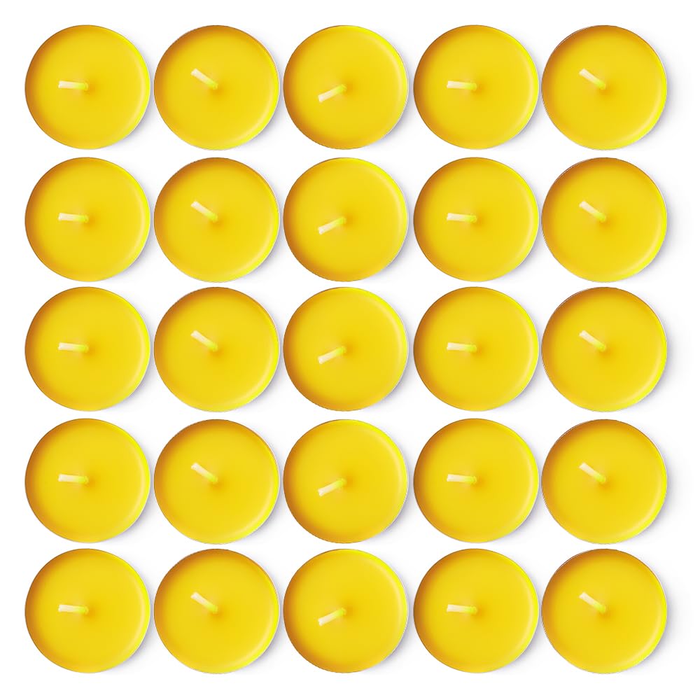 Concept4u Yellow Citronella Tealight Candles 50 Pc | Scented Tealights Candle Mosquito Fly Insect Repeller Decorative Repellent Candle Natural Scent 4 Hour Burn Time | Uncented Wax Candles