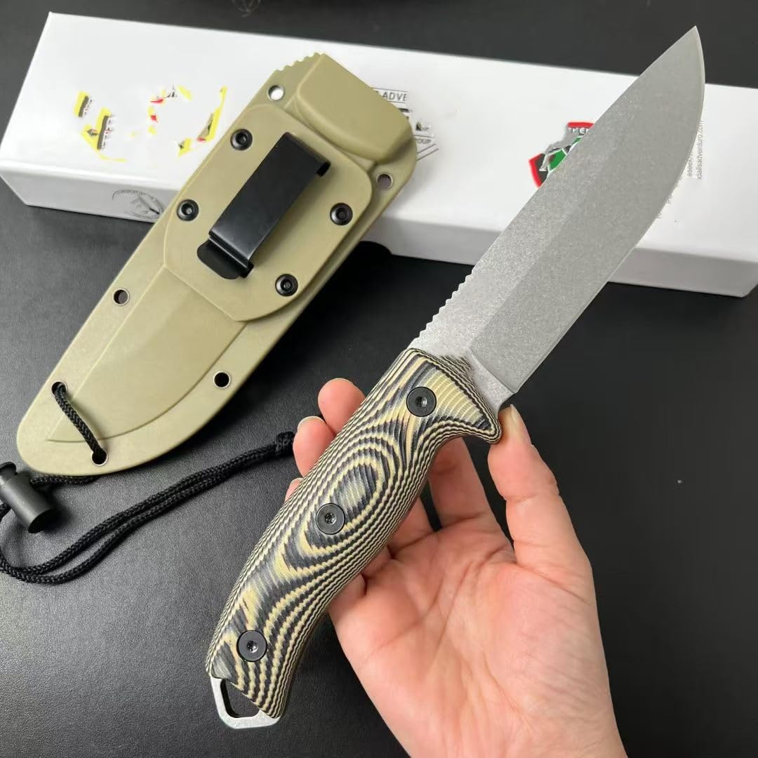 Feststehendes Messer, 1095 Kohlenstoffstahl, G10-Griff, 27,9 cm Gesamtlänge, Epoxidbeschichtung oder Stonewashed, mit Kydex-Scheide (A 02)