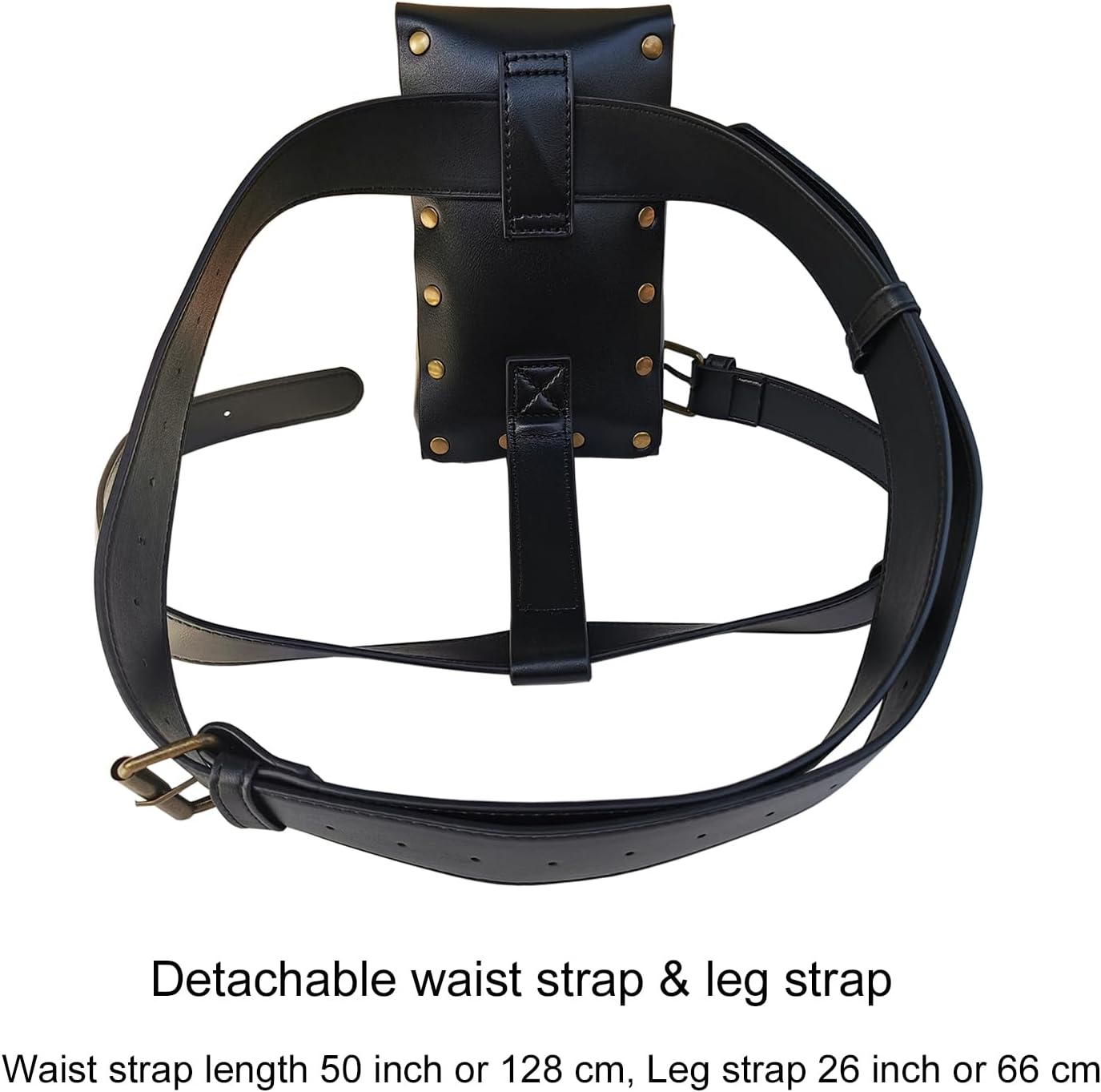 Larswon Plus Size Renaissance Leg Harness Bag - Synthetic Leather Belt Bag for Women - Black - Image 4