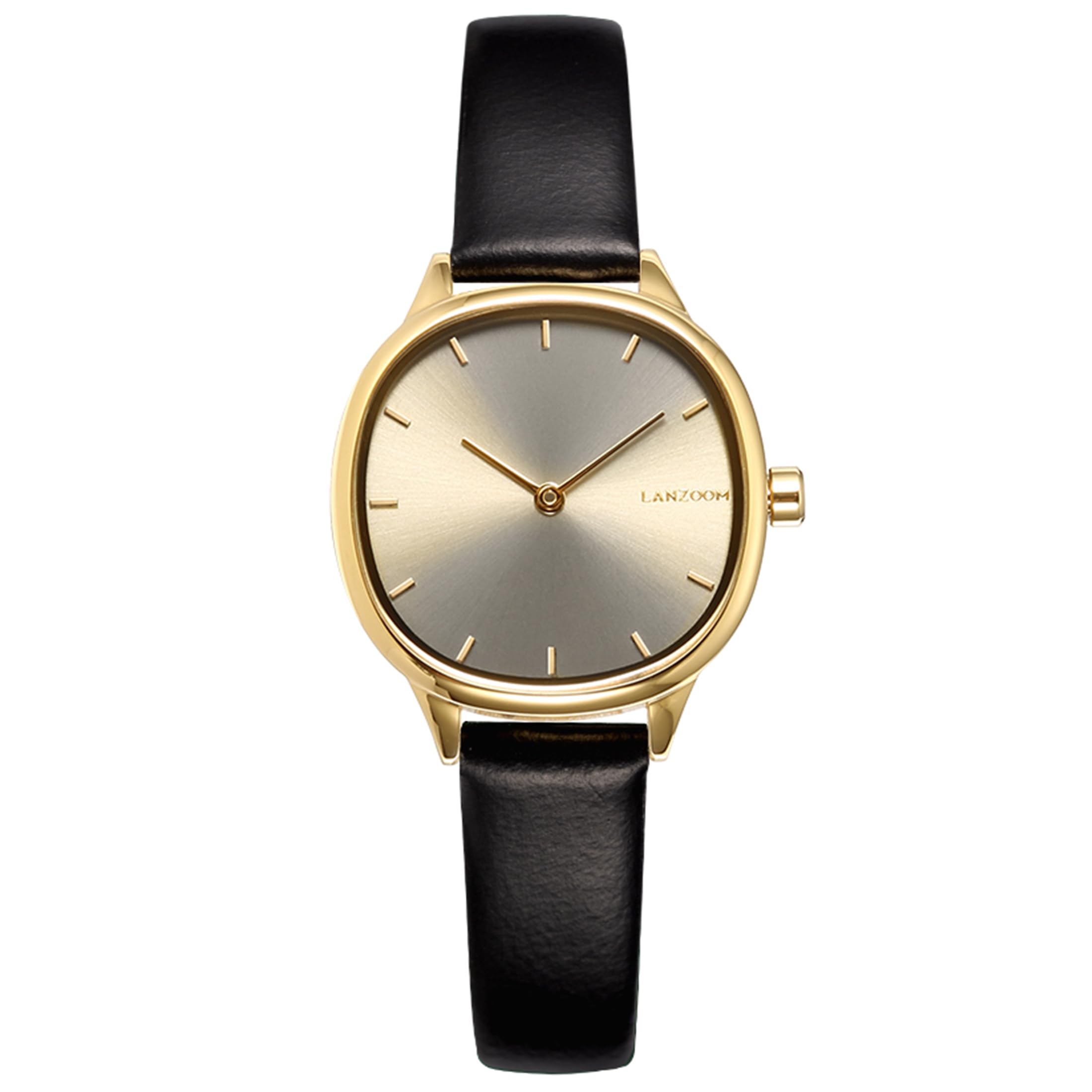 LANZOOM Retro Women's Quartz Watch - Stainless Steel case,Gold Filled, Ideal Gift for Holidays and Special Occasions., Gold+Black Strap, Retro