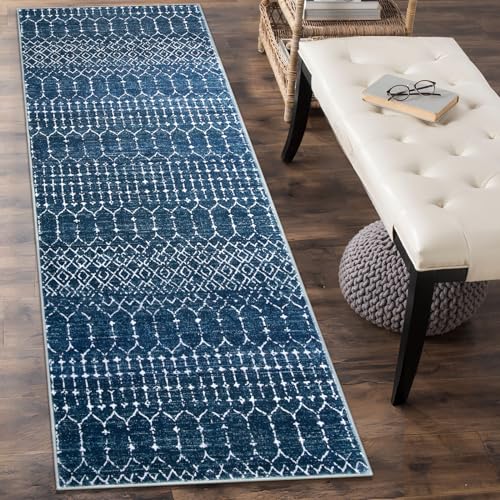 Lahome Moroccan Extra Long Runner Rugs for Hallways, 2.5x12 Rug Runner Washable Ultra-Thin Carpet Non Slip, Faux Wool Soft Modern Floor Print Mat for Entryway Stair (Blue, 2'5''x12') Hana by Lahome - Used condition - Image 7