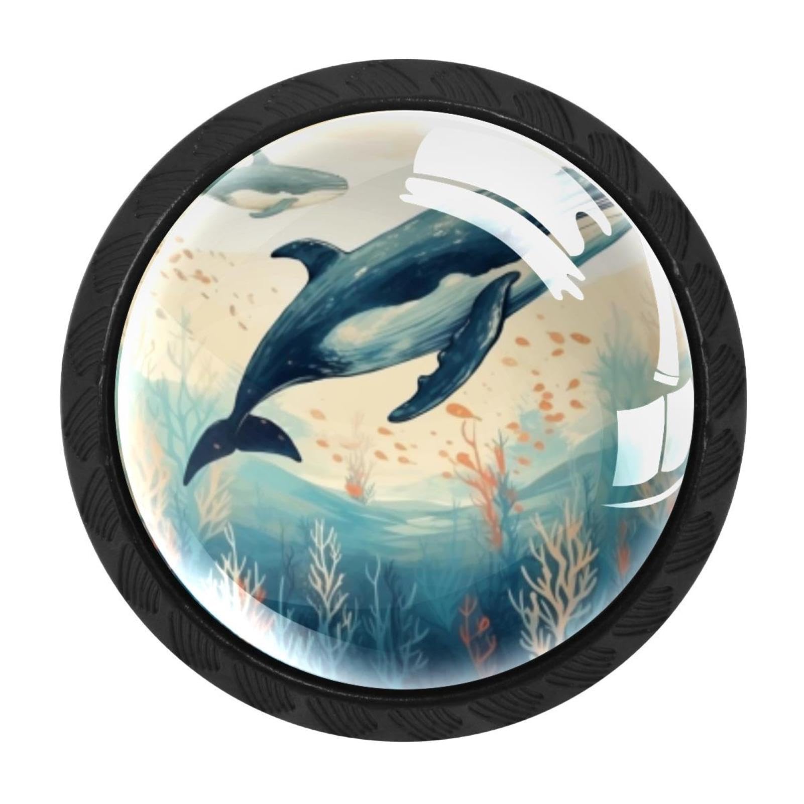 Chenzzzz Multicolored 14 Whale Drawer Knobs 4 Pack Crystal Dresser Knobs 35Mm Glass Cabinet Knobs For Home Office Bathroom