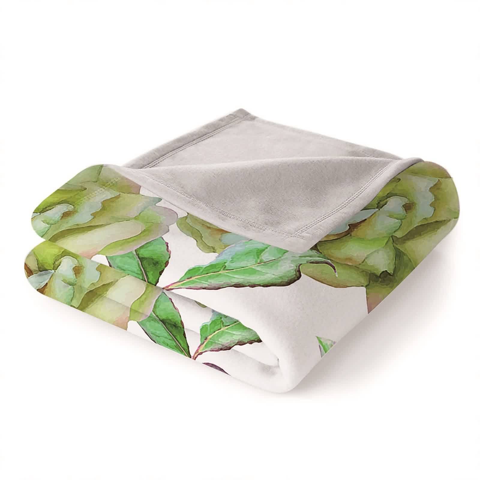 Kuscheldecke 150x200 Violett, Blanket Living Room Flanell Grün Blumenmuster Flanelldecke Weich Kuschelig Warm Wohndecke Sofa Bett Geschenk