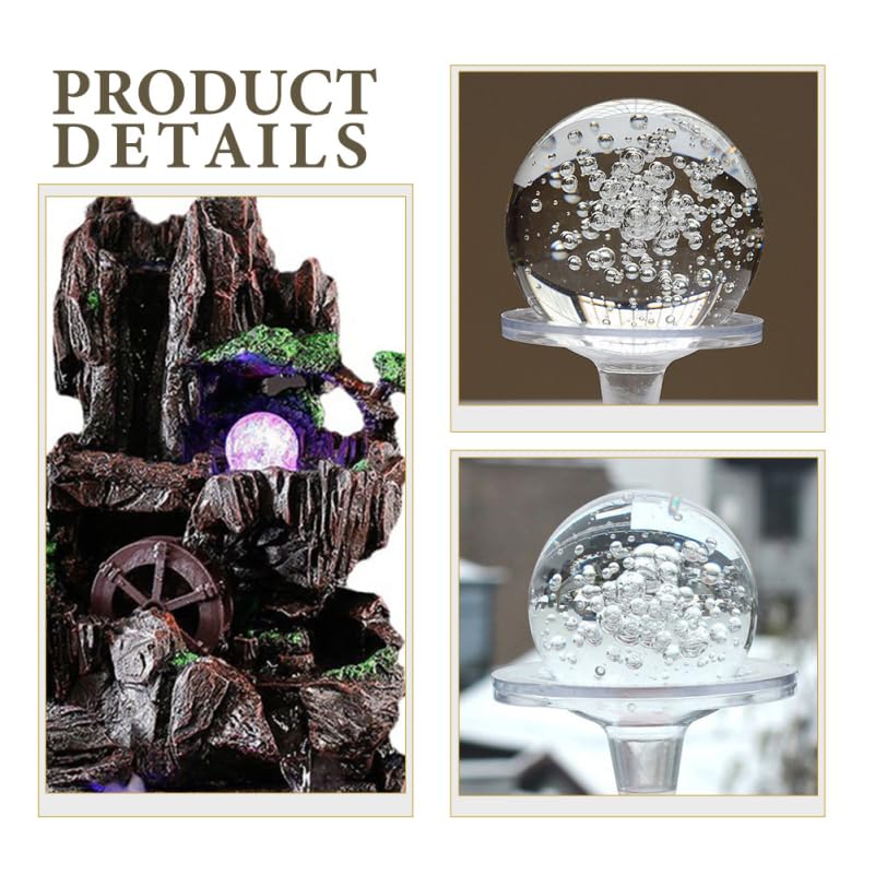 BESPORTBLE 2 Stück Eisgesprungene Kristallkugel Wasserbrunnen, Dekorative Glaskugel Ornamente Wasserbrunnen Feng Shui Kugel Kristallglaskugel Mit Ständer Als Heimbüro Dekoration, 4 * 5cm