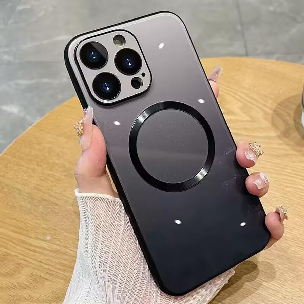 Guppy Compatible with iPhone 15 Pro Case Magnetic, with Full Camera Lens Protector [Compatible with MagSafe] Scratch Resistant Gradient Glass Back