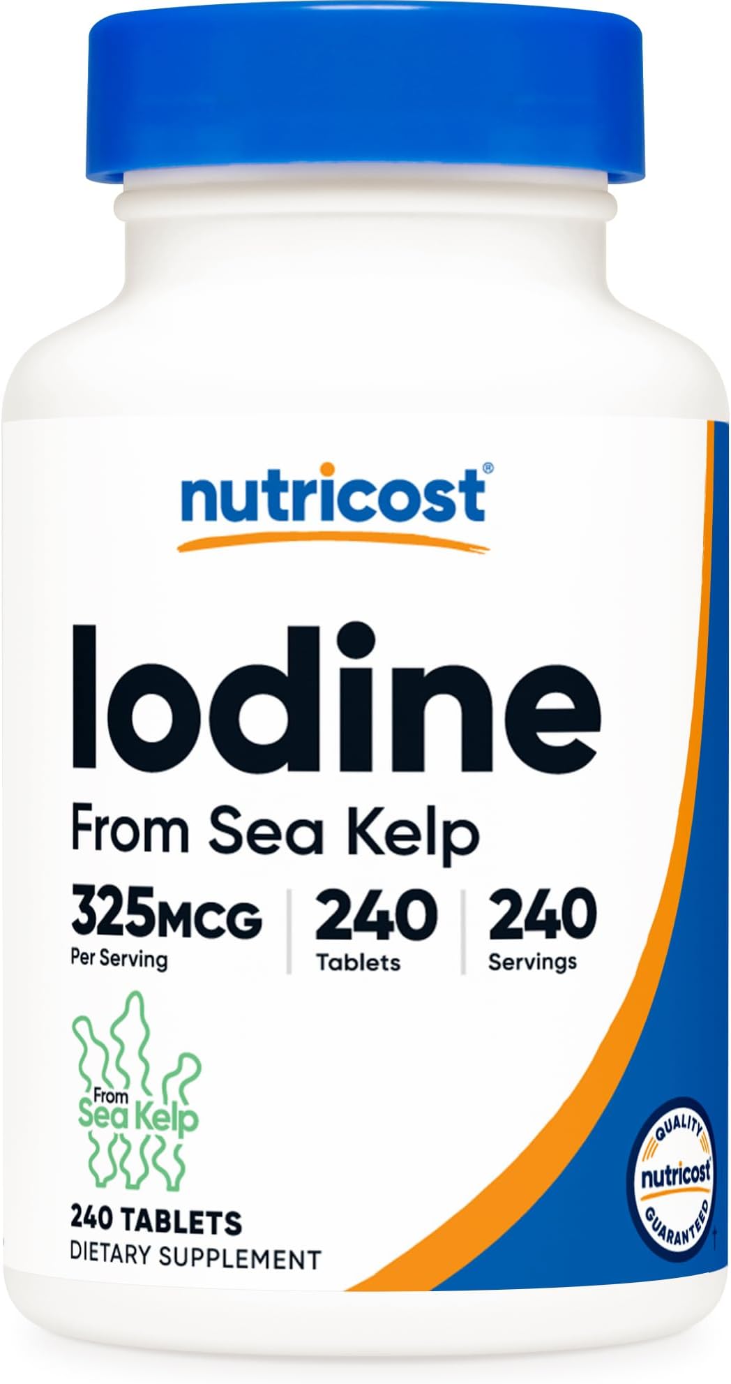 Nutricost Iodine (Natural Iodine from Sea Kelp) 325mcg, 240 Tablets NonGMO