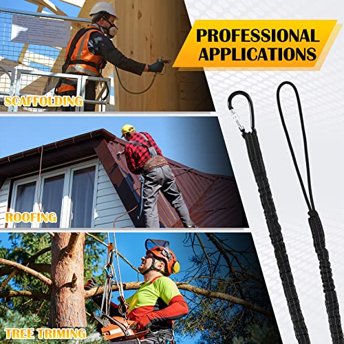 12 pack tool lanyard with single metal buckle and adjustable loop end standard length maximum weight limit 8kg 176lb with aluminum screw lock retractable shock cord stopper black