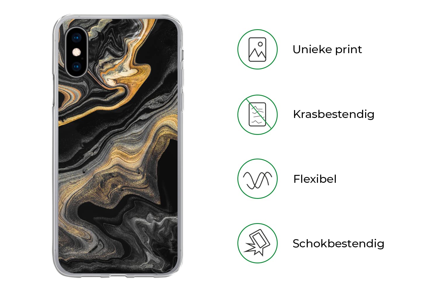 Funda para iPhone X - Mármol - Acrílico - Oro - Lujo - Abstracto - Funda de Silicona/Funda Blanda para teléfono móvil
