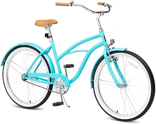 ACEGER Bicicleta de playa de 26 pulgadas para mujer, de una sola velocidad y 7 velocidades, bicicleta híbrida para adultos y jóvenes, marco de acero