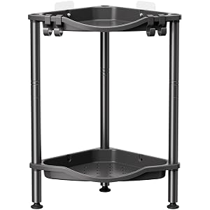 Lifewit 2 Tier Floor Standing Shower Caddy Corner Plastic Bathroom Organizer Shelf Rack for Storage Shampoo Body Wash