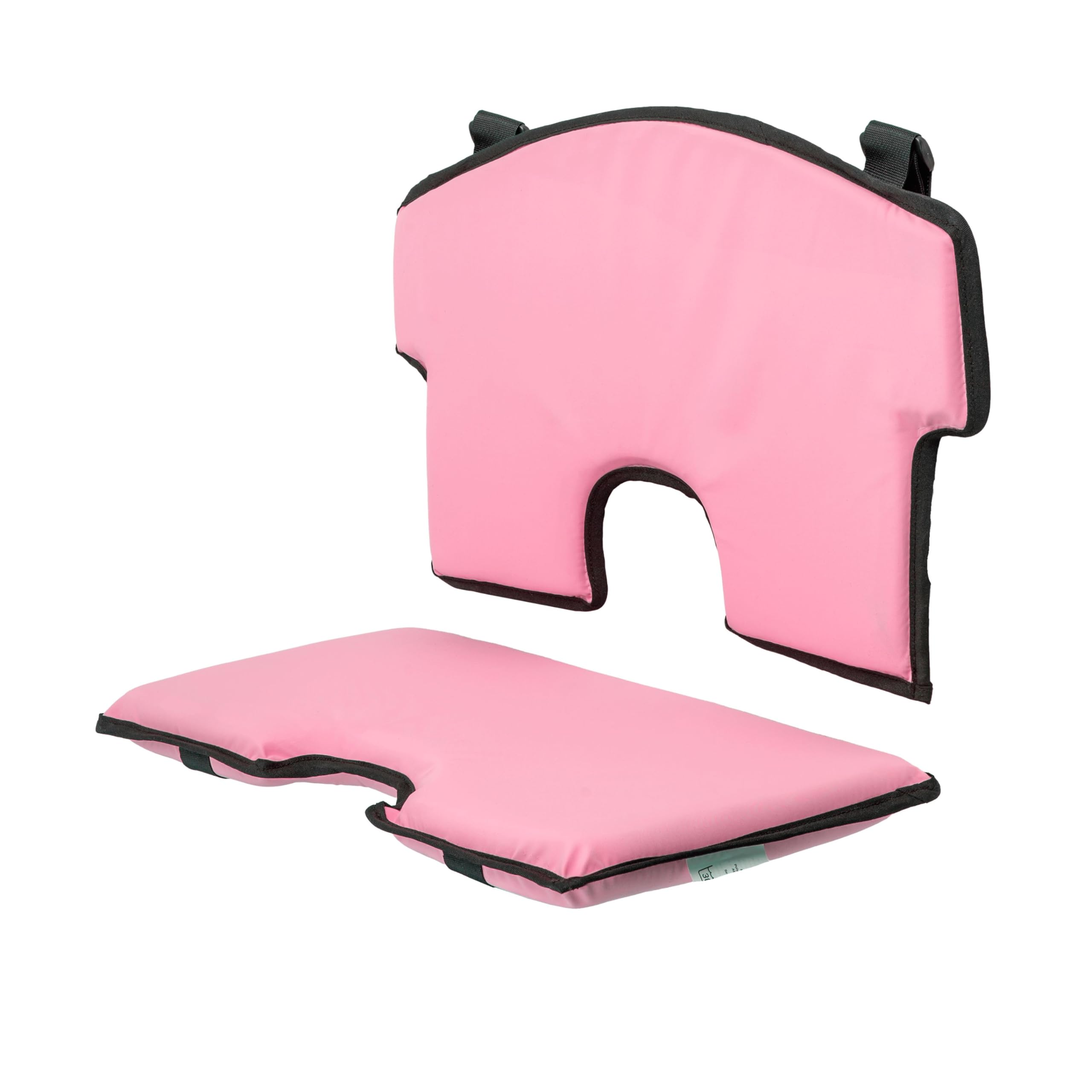 Set di cuscini e imbracature per seggiolone universale, 6 pezzi, cuscino rosa, imbracatura a 5 punti nera, set completo di seggiolone in legno per bambini con cuscino di seduta, imbracatura sicurezza