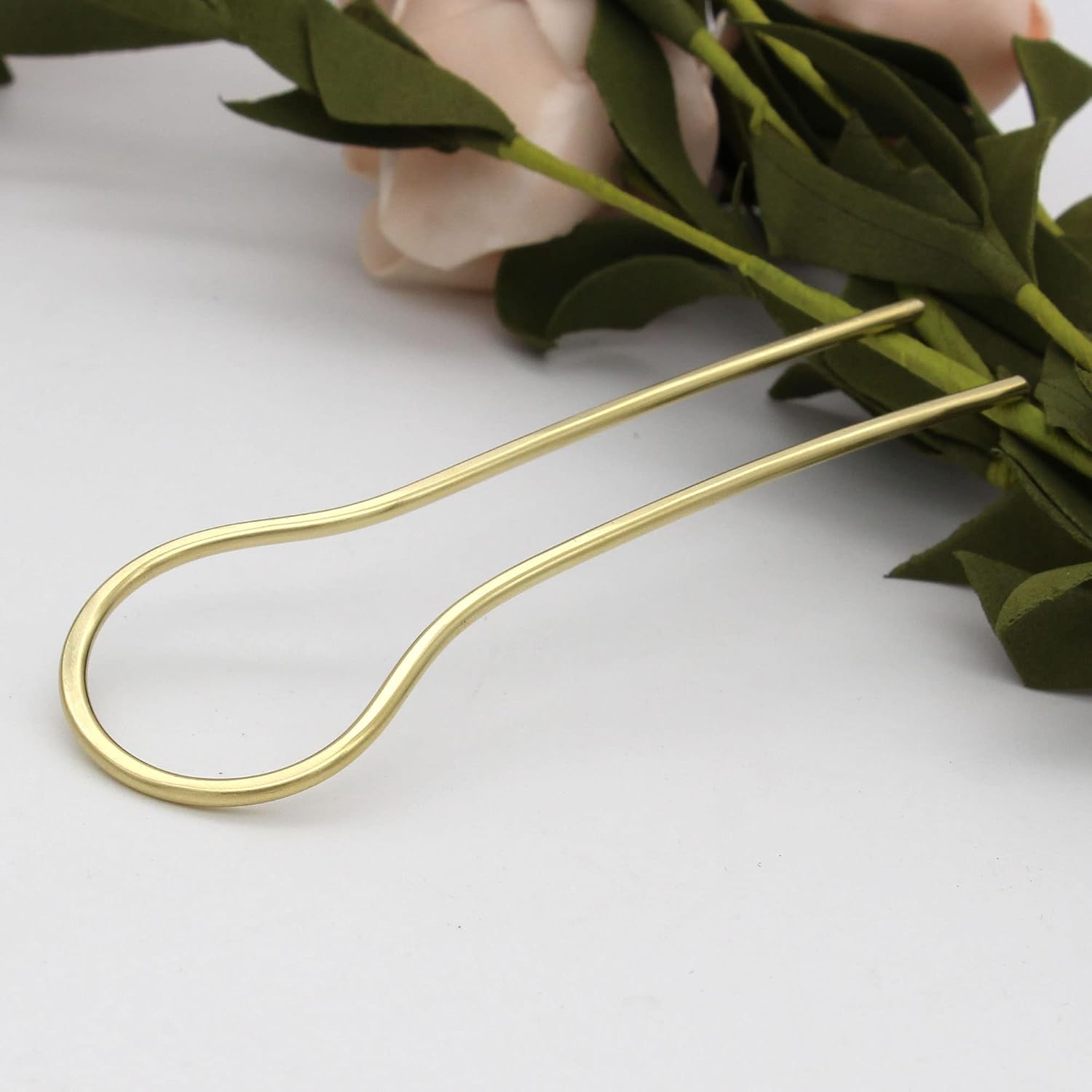 5" copper U shape hair pin hair fork hair pin Simple hammered women gift.