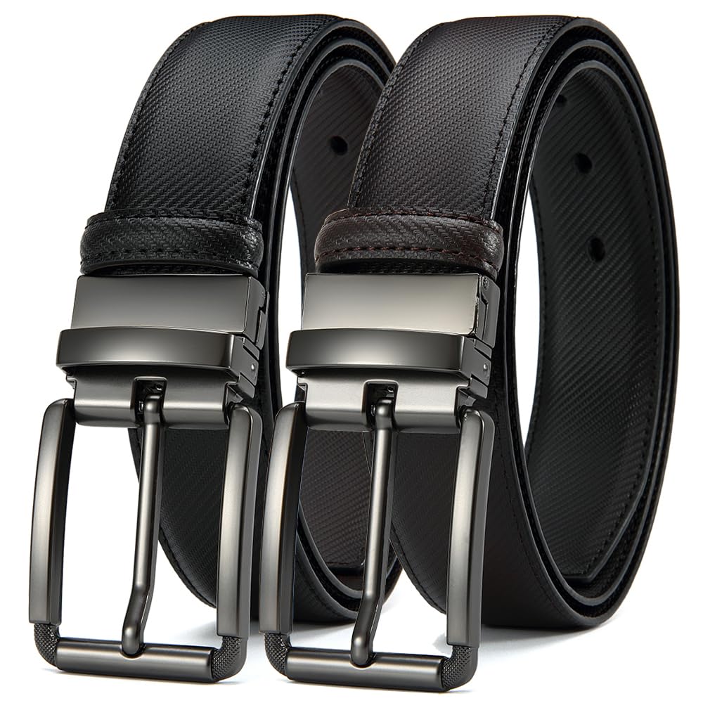 Dual-Sided 1 25 Reversible Genuine Leather Belt Men Dress Casual Two-Tone Executive Gift
