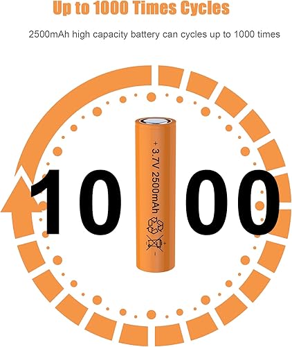 Miniatura 7 de i-Bateria Batería recargable de 3.7 voltios, 2 baterías recargables de 2500 mAh, batería superior plana de 25 A de alta potencia de larga duración