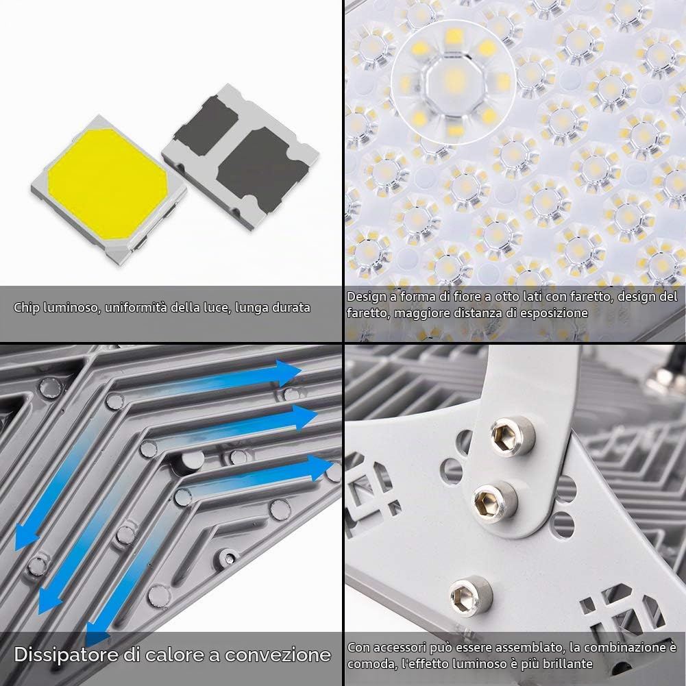 Sararoom Faretto LED da Esterno 300W, 30000LM 6500K Bianca Fredda Faro Led, IP65 Impermeabile Proiettori Luci di sicurezza, Faretti con Supporto Regolabile 180° per Giardino Terrazza Garage, No Spina