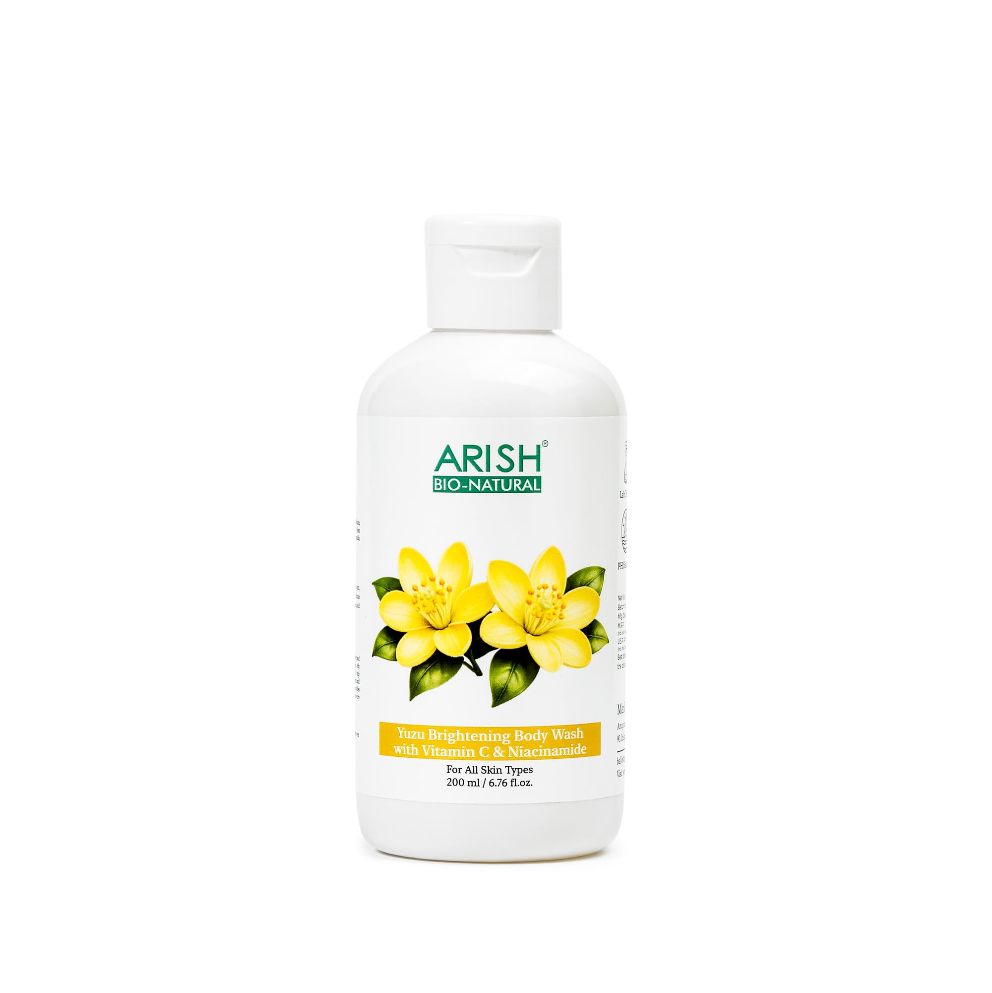 ARISH BIO-NATURAL Yuzu Brightening Body Wash with Vitamin C & Niacinamide, 200ml, Liquid, Natural Ingredients, Paraben Free-image-4
