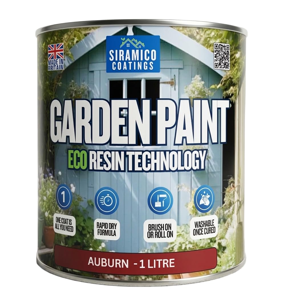SIRAMICO COATINGS Garden Paint – 1 Litre - Eco Resin Premium One Coat Garden Paint for Garden Furniture (Auburn)