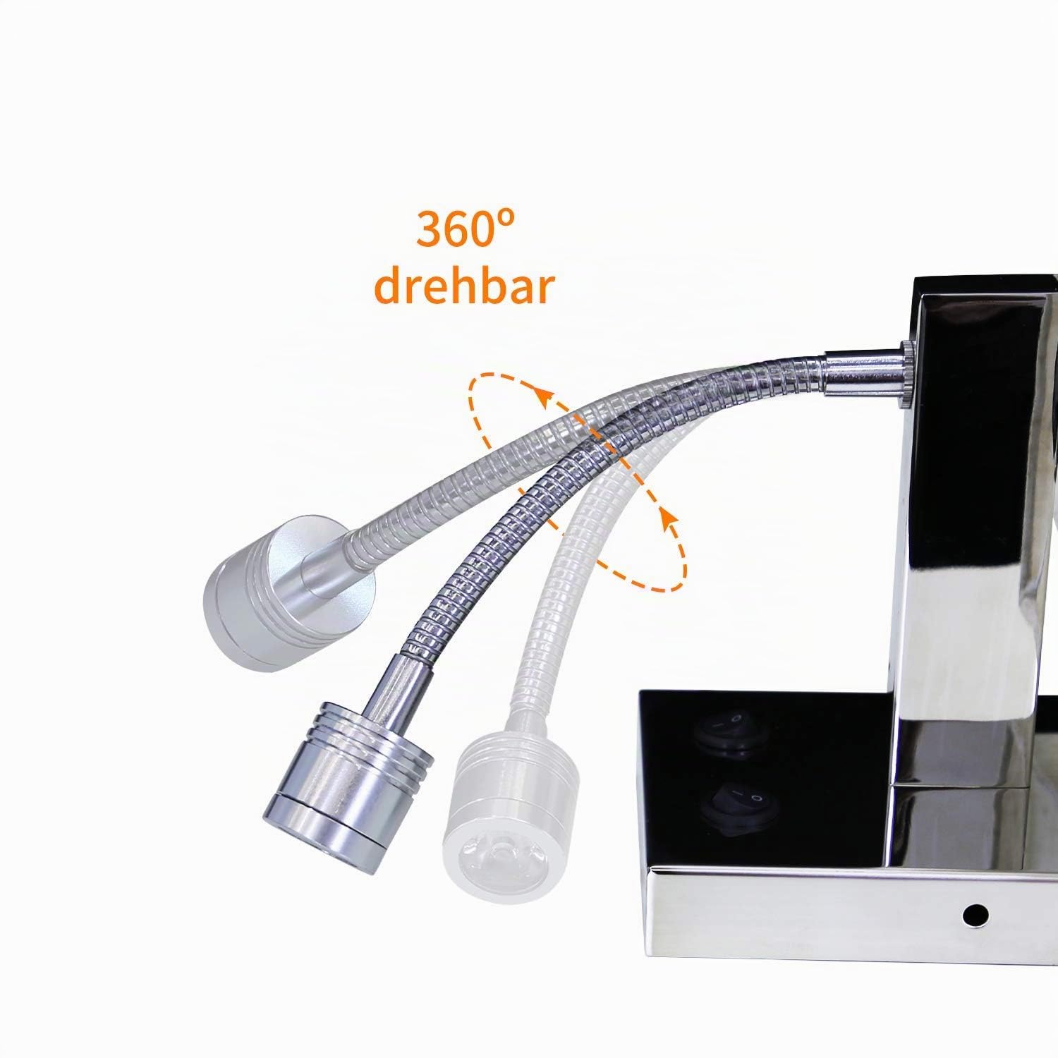 ZMH 4ER Wandleuchte Innen Schlafzimmer mit LED Leselampe 360° Schwenkbar | Wandlampe Quadratisches Stoffschirm Design Wandstrahler Schalter E27 Modern Wandbeleuchtung für Hotel- Ohne Leuchtmittel