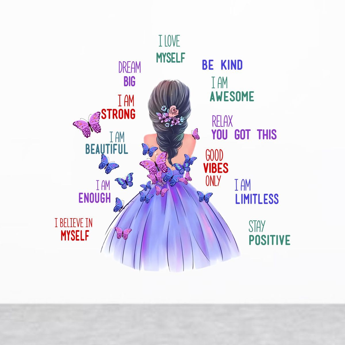 Rawpockets 90 cm Girl Self Love Stay Strong Positive Quotes Self Adhesive Wall Sticker-image-31