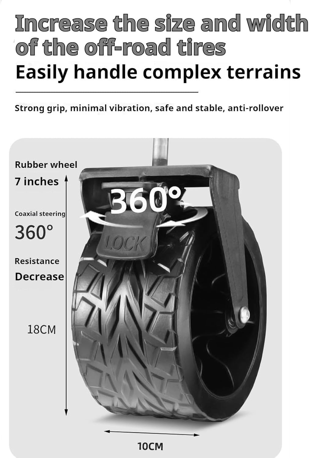 Carro utilitario plegable resistente con frenos, ruedas todo terreno, gran capacidad para jardín, camping, transporte deportivo al aire libre, 150 L
