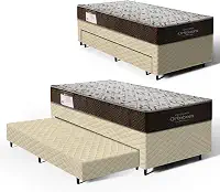 Cama Box com Colchao de Espuma D45 Solteiro Ortobom ISO 150 + Auxiliar de Espuma Unique Solteiro 88cm
